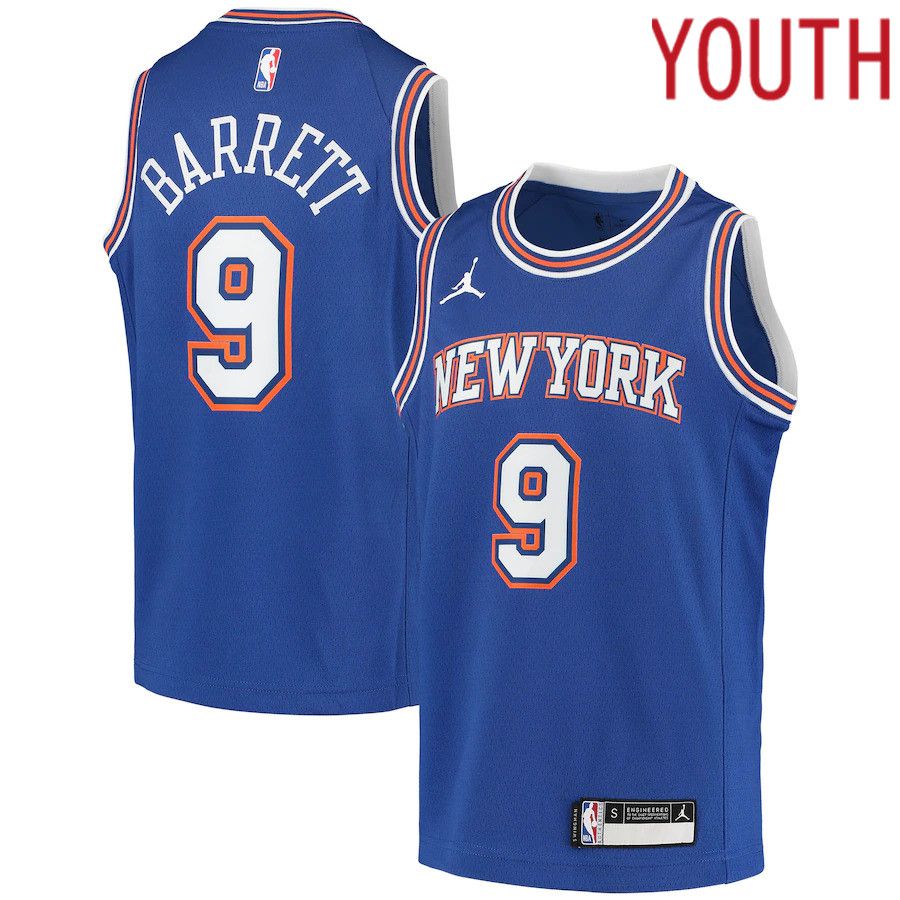 Youth New York Knicks #9 RJ Barrett Jordan Brand Blue Swingman Player NBA Jersey->youth nba jersey->Youth Jersey